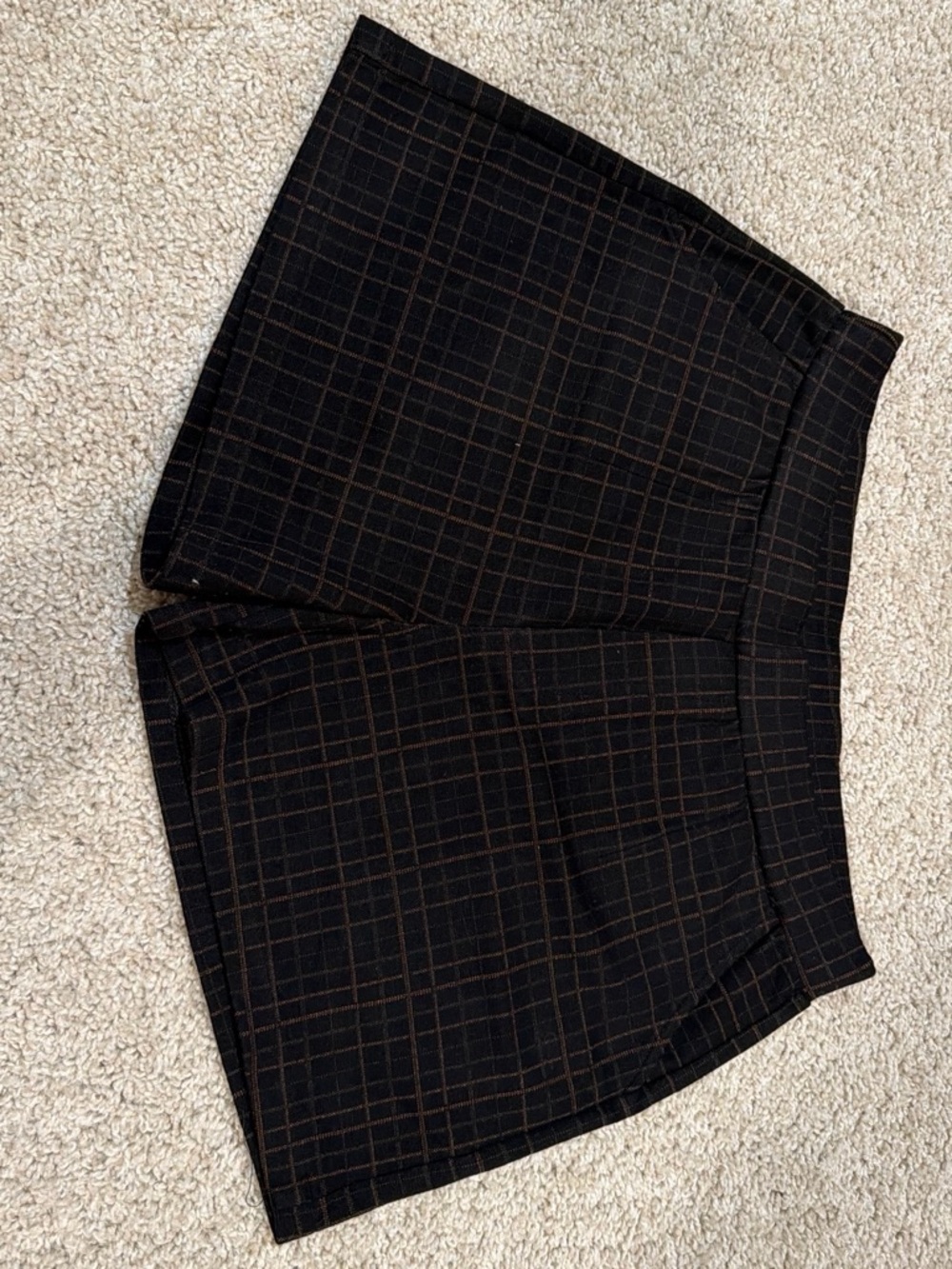 SHEIN Black Shorts with Brown Windowpane Plaid